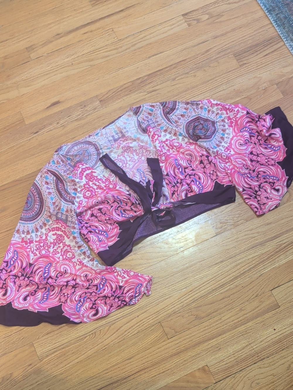 Pink Paisley Tie-Front Top
